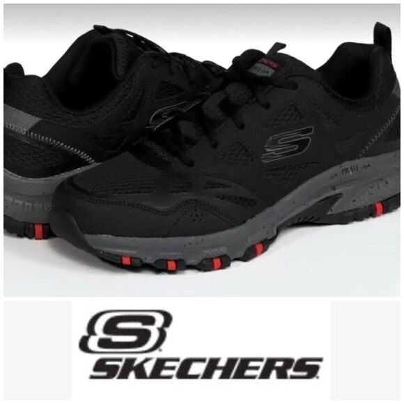 SKECHERS - M Sz 8.5 - NWOT Hillcrest Trail Trainer Lace-Up Sneakers in Black - Picture 1 of 16